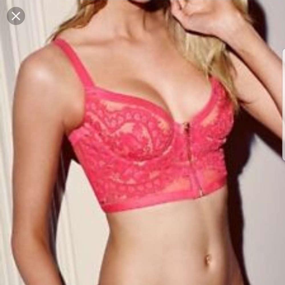 3/$15 VS neon pink zip front bustier bra